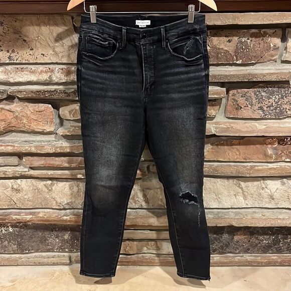 Good American Good Waist Crop Stretch Black Jeans - Picture 1 of 8